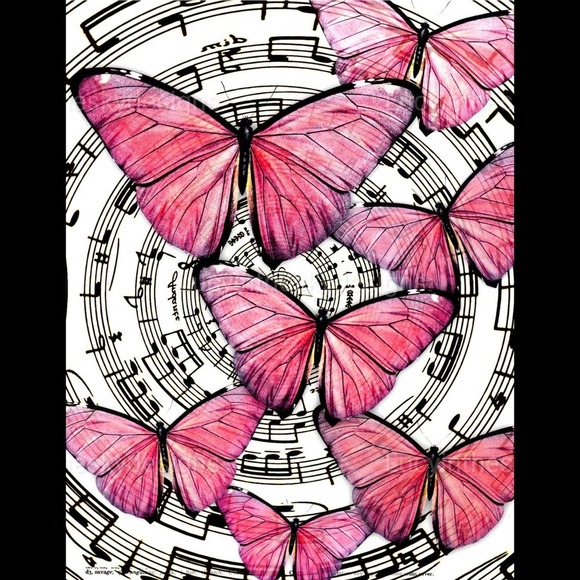 Pink Butterfly Music Kaleidoscope Art Print - Picture 2 of 5